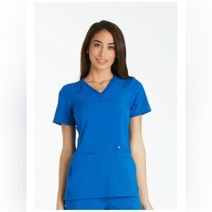 Cherokee iFlex Women's Scrubs Top V-Neck Knit Panel Work Wear Size XL
